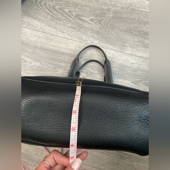 Fossil Black Leather Double Handles Shoulder Handbag Purse Silver Tone Hardware - Picture 12 of 16